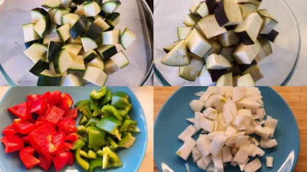 Ingredienti tritati per ratatouille
